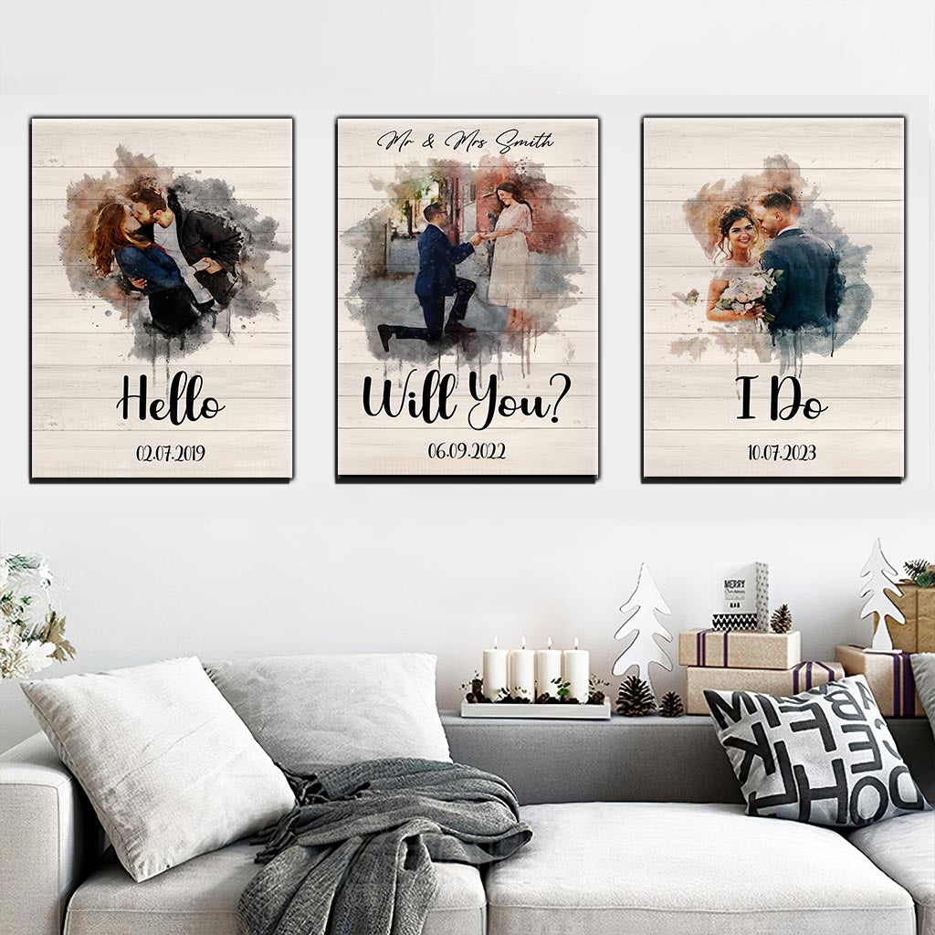 From Hello Till I Do - Personalized Husband And Wife Poster & Canvas Set