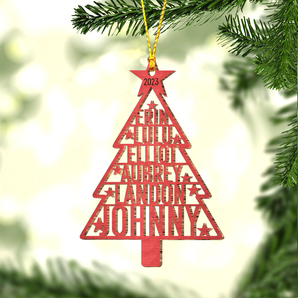 Family Name Christmas Tree - Personalized Family Ornament