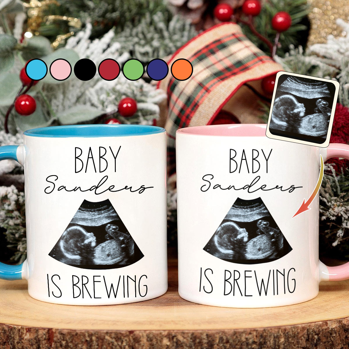 Baby Is Brewing Baby Ultrasound Photo - Pregnancy gift for wife - Personalized Accent Mug