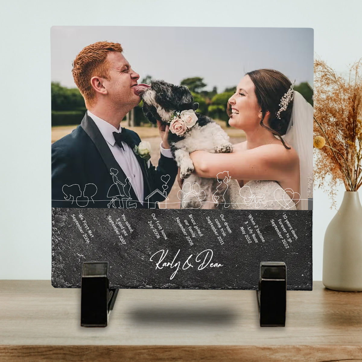 Our Story So Far - Personalized Husband And Wife Square Shaped Stone