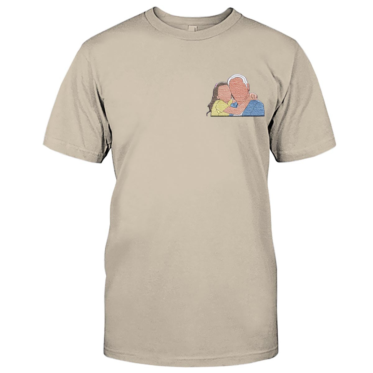 Custom 2D Photo - Personalized Grandpa Embroidered T-shirt