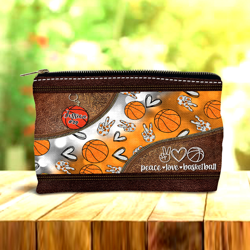 Peace Love Basketball - Personalized Basketball Pouch