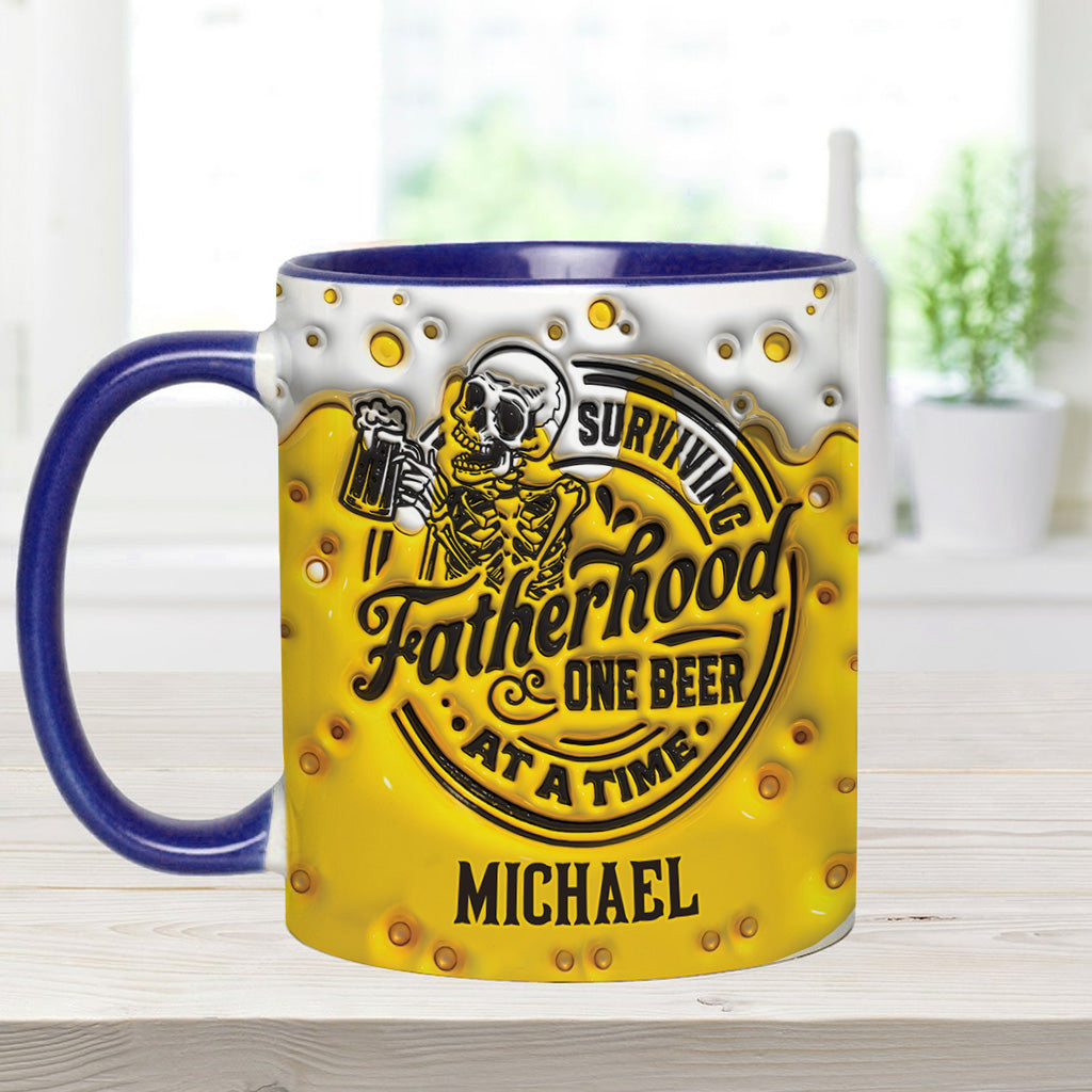 Surviving Fatherhood - Personalized Father Accent Mug