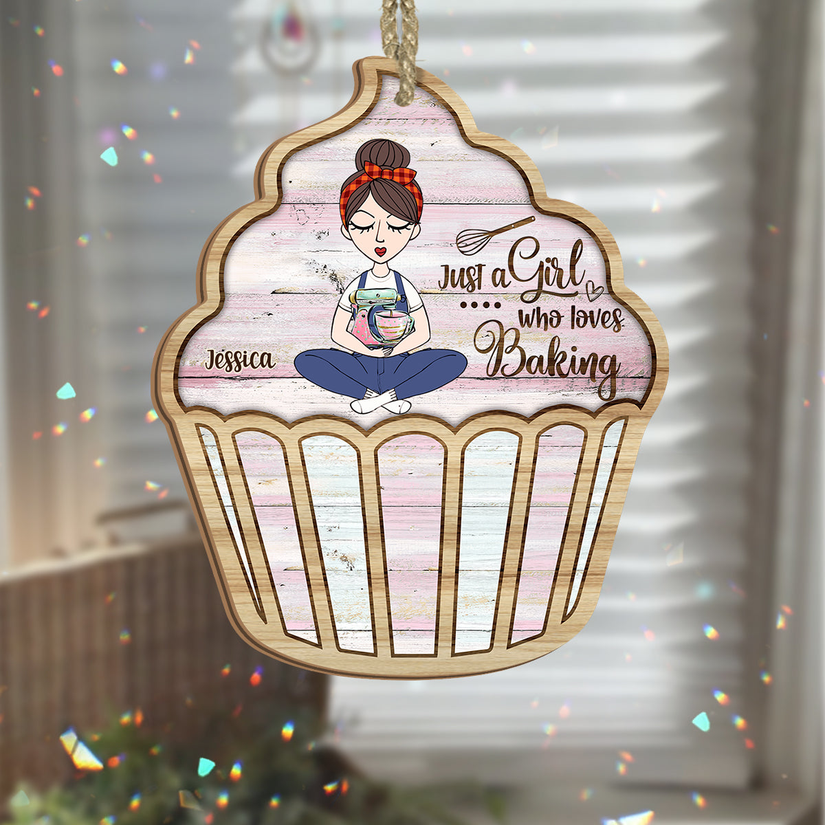 Just A Girl Who Loves Baking - Personalized Baking Suncatcher