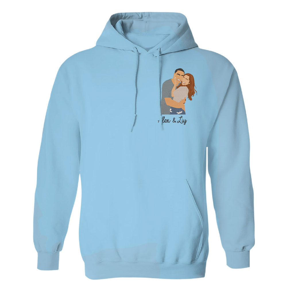 Custom 2D Photo - Personalized Couple Embroidered Hoodie