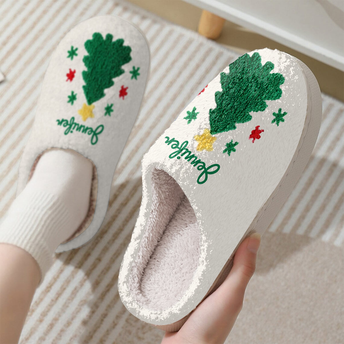 Christmas on sale tree slippers