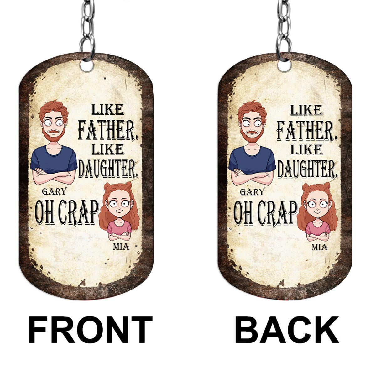 Discover Like Father Like Daughter Like Son - Gift for dad, mom, son, daughter - Personalized Stainless Steel Keychain