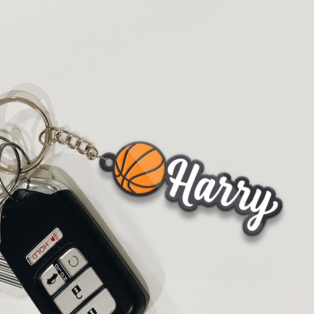 Basketball Name Tag - Personalized Basketball Keychain