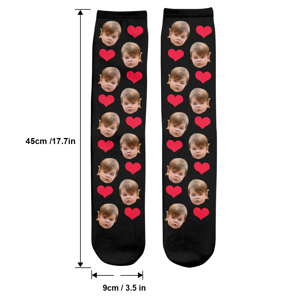 Custom Face Heart Pattern - Personalized granddaughter Socks