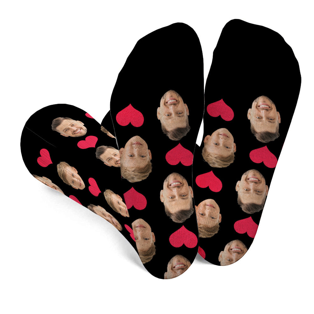 Custom Face Heart Pattern - Personalized Father Socks