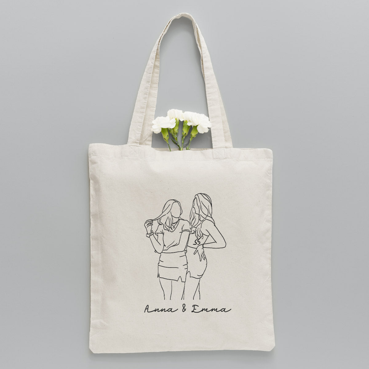 Custom Photo Line Art - Personalized granddaughter Embroidered Tote Bag