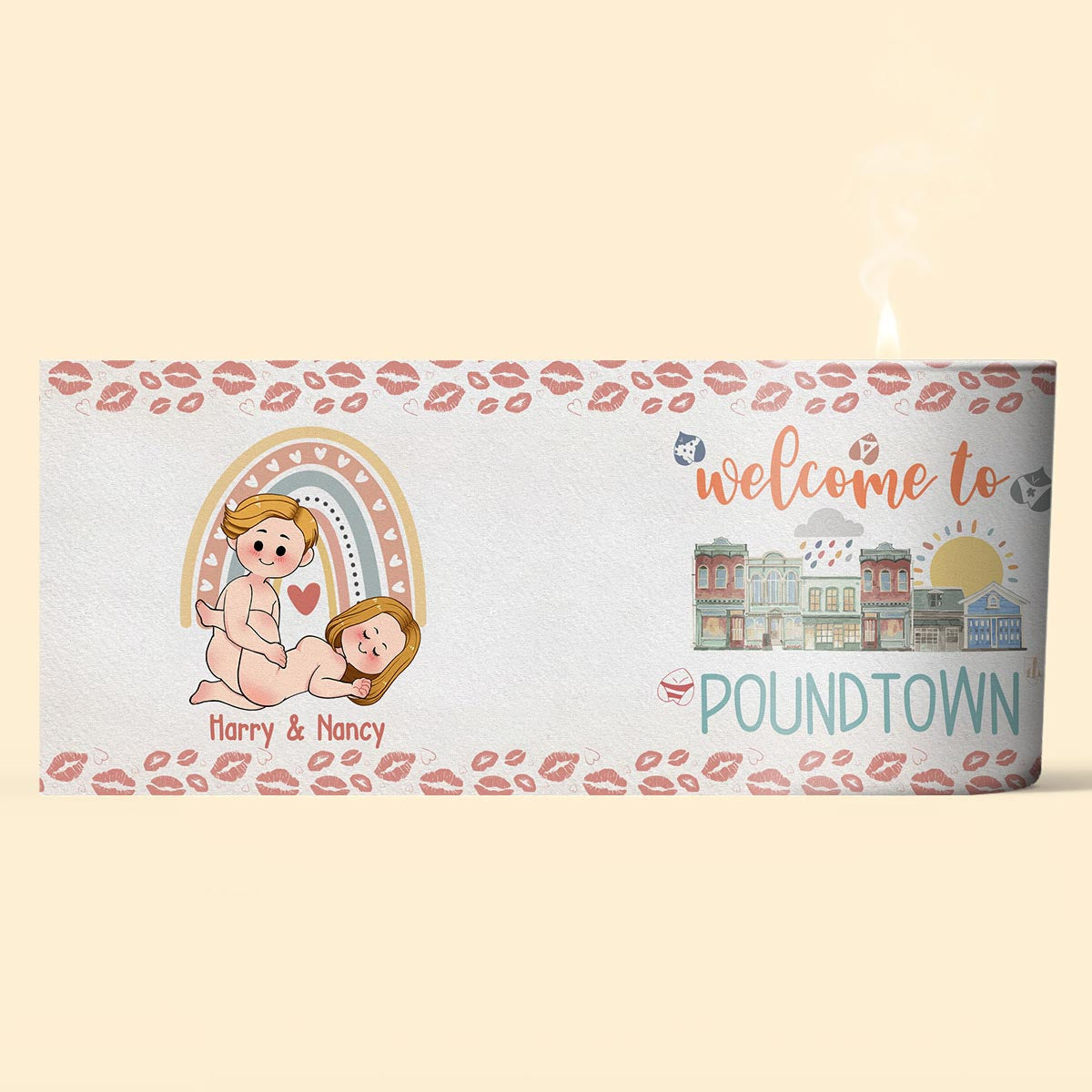 Welcome To The Poundtown Inappropriate Adult - Personalized Couple Candle With Wooden Lid