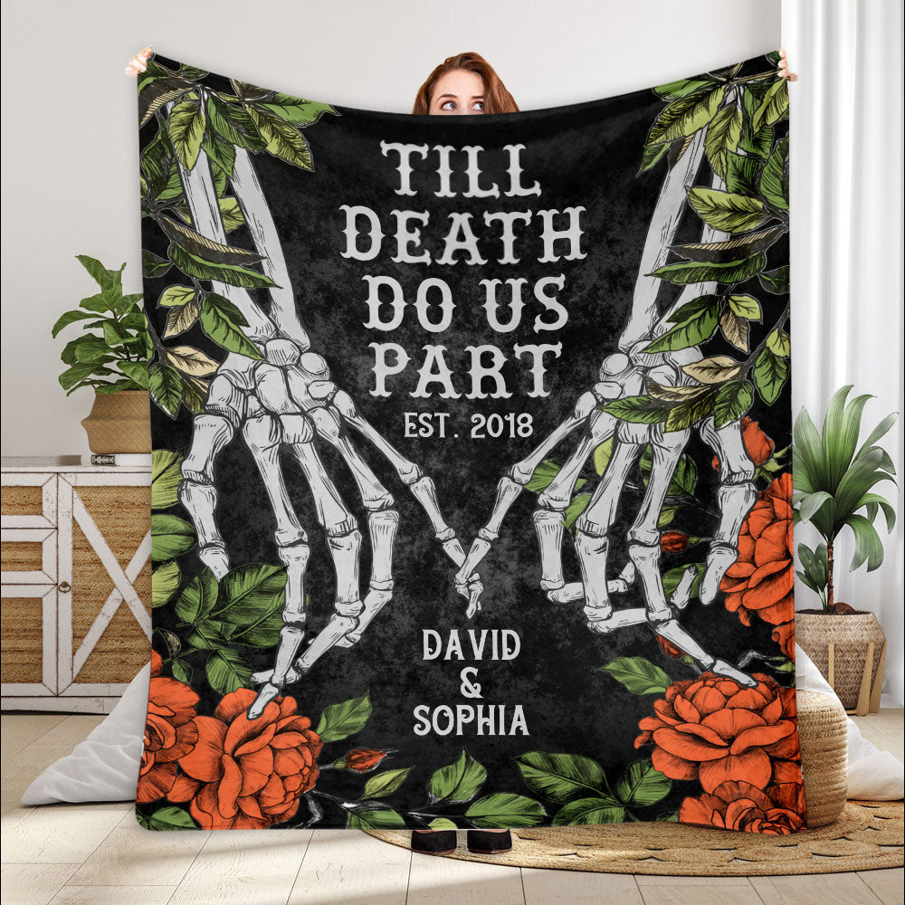 Till Death Do Us Apart - Personalized Skull Blanket