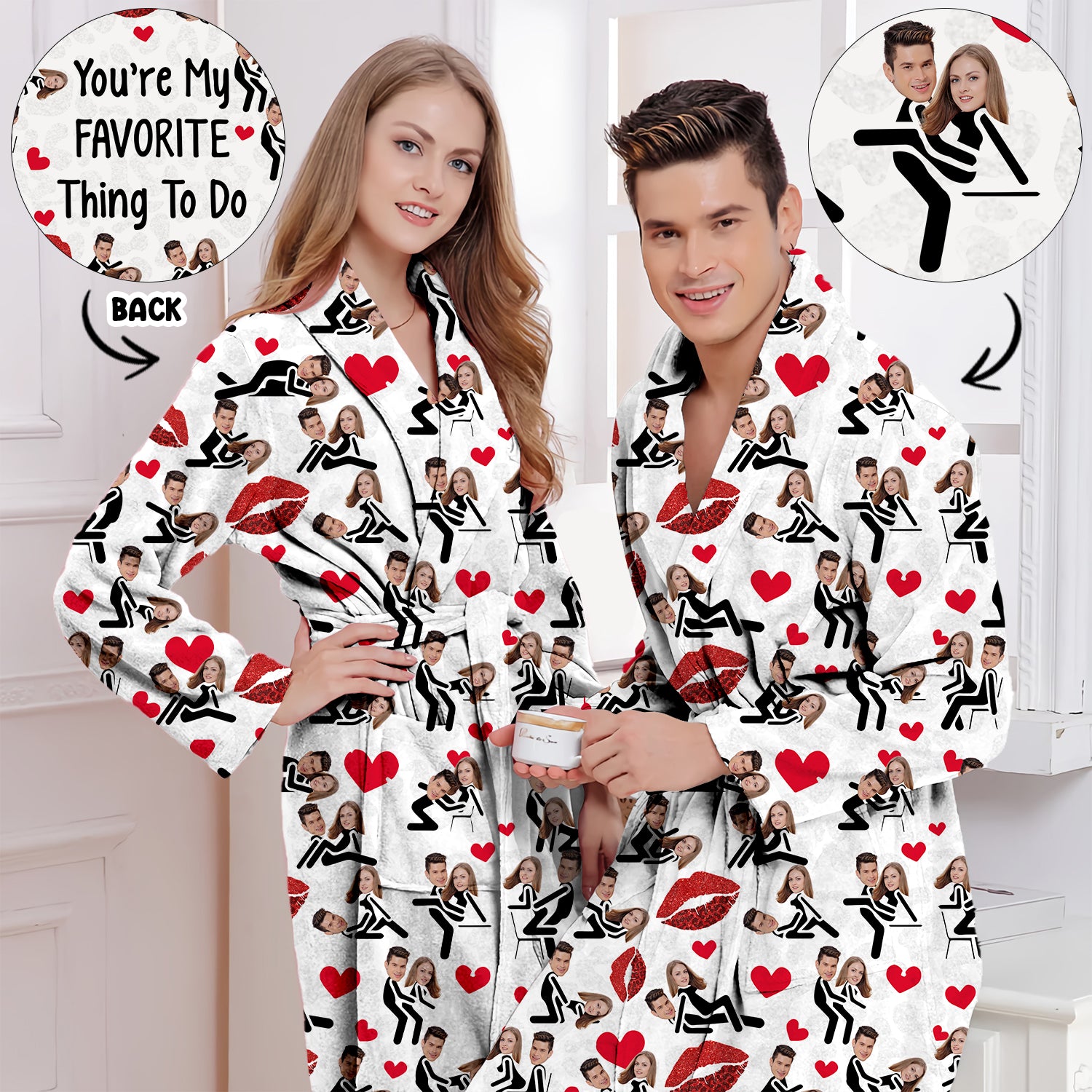 You're My Favorite Thing To Do - Personalized Couple Pajama Kimono Robe