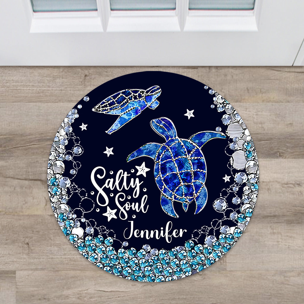 Discover Salty Soul - Personalized Turtle Shaped Doormat