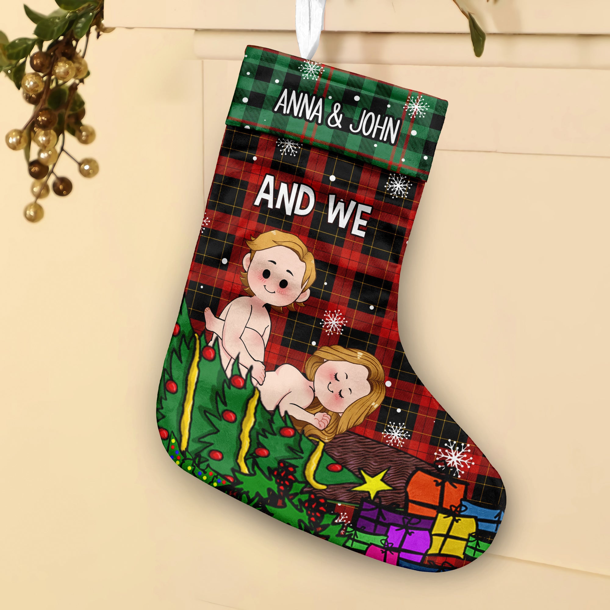 Together On The Naughty List - Personalized Couple Christmas Stockings