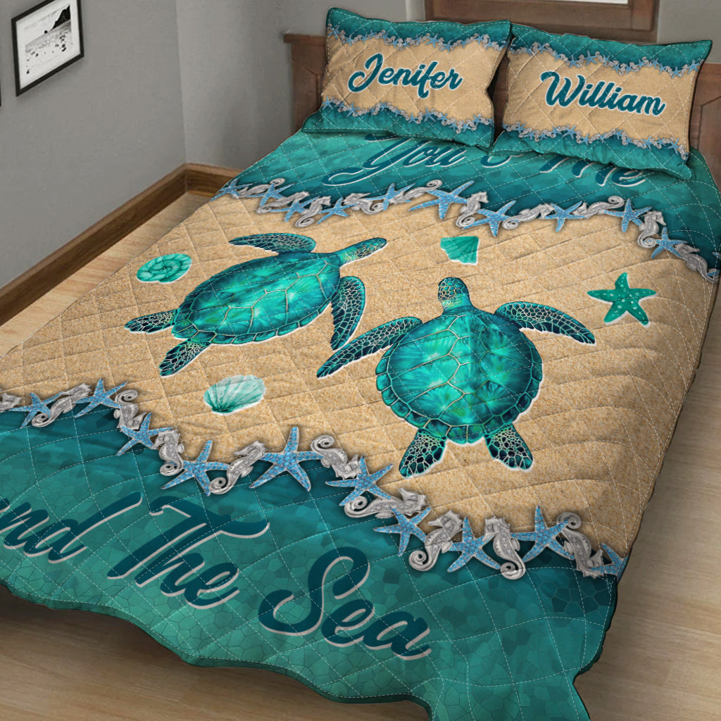 Salty Lil' Beach - Personalized Turtle Quilt Set