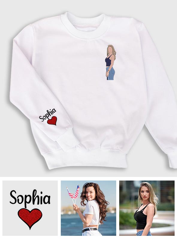 Custom 2D Photo - Personalized Sibling Embroidered Sweater