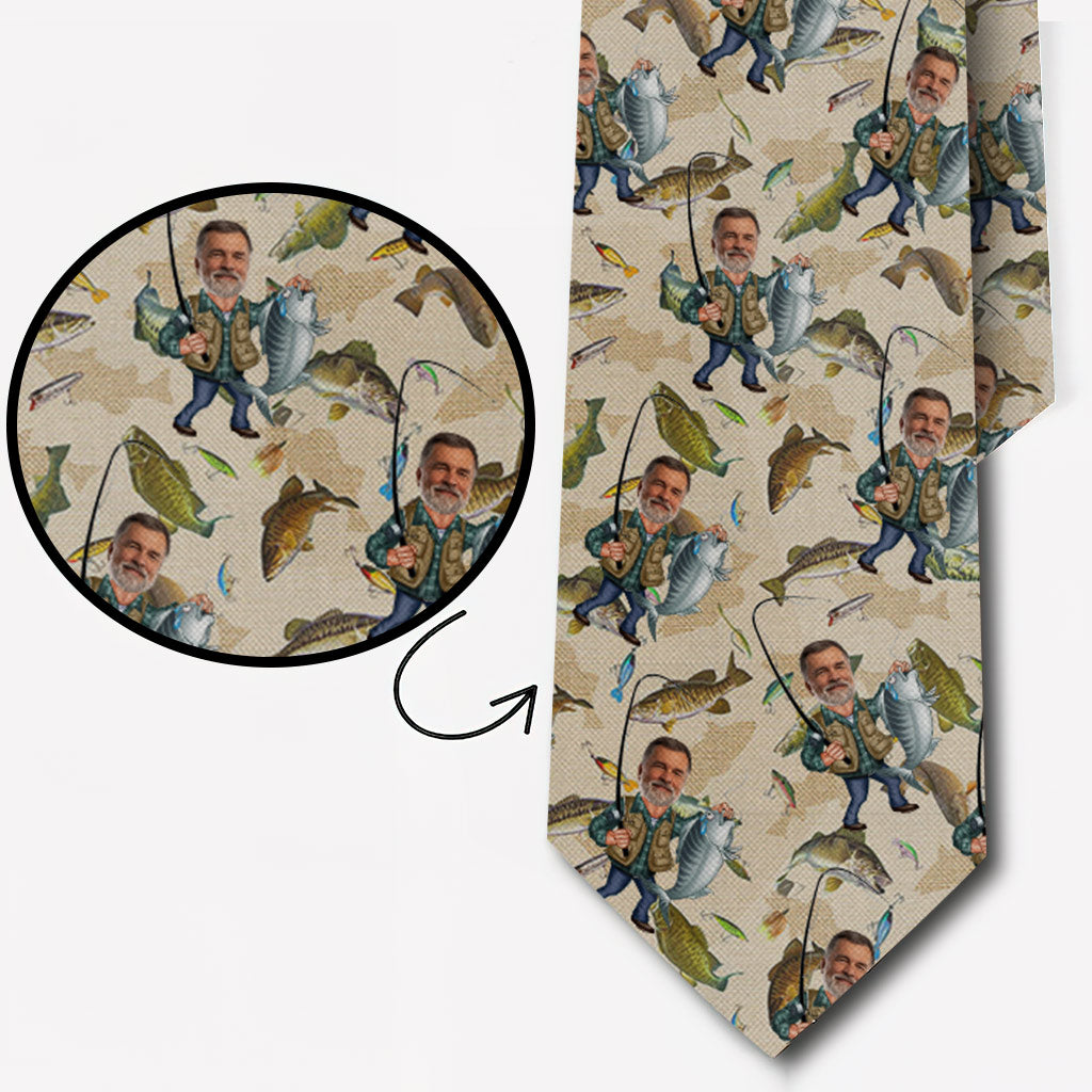 Photo Inserted Funny Fishing - Personalized Fishing Necktie