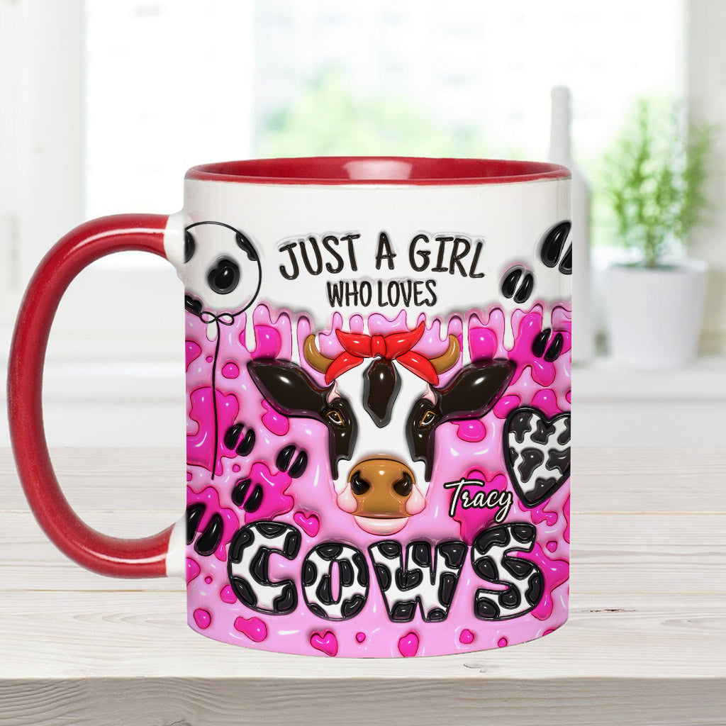 Just A Girl Who Loves Cow - Personalized Cow Accent Mug