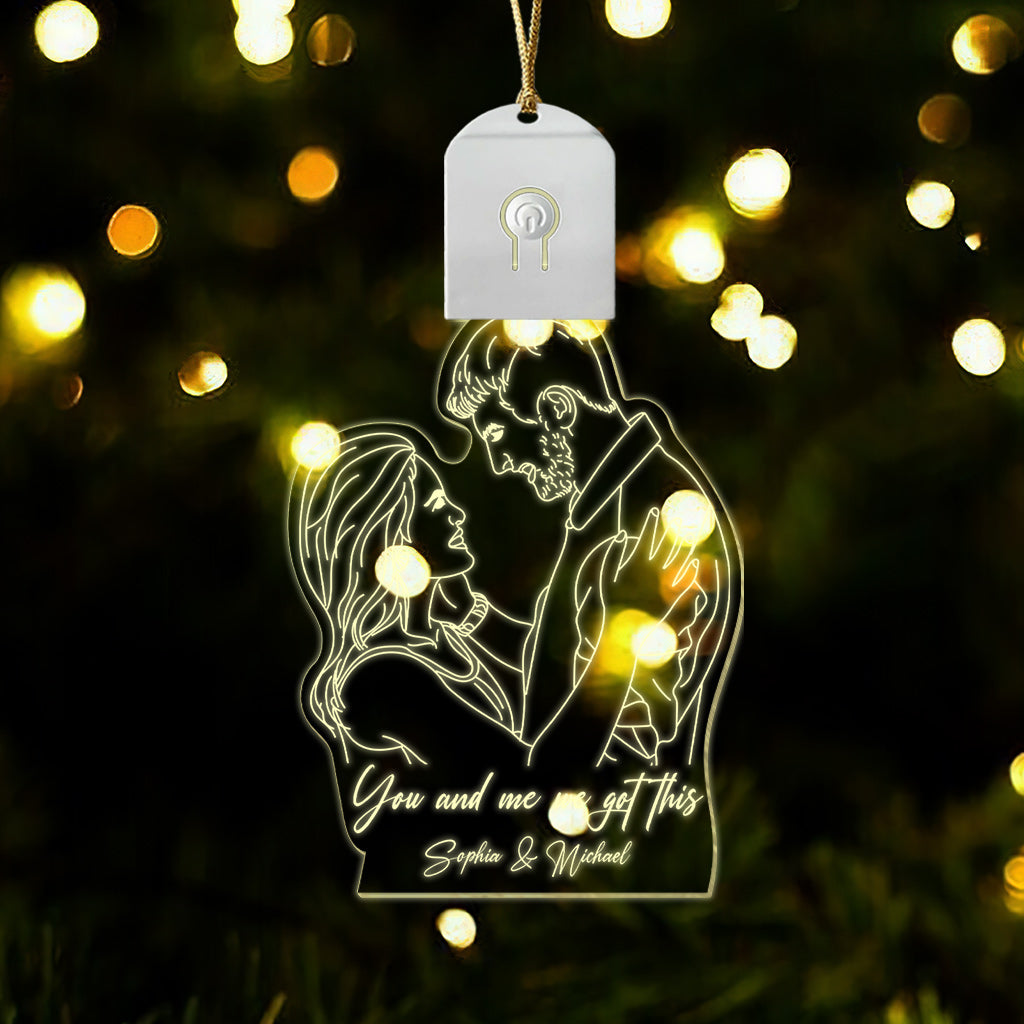 Line Drawing Couple - Personalized Couple Led Acrylic Ornament