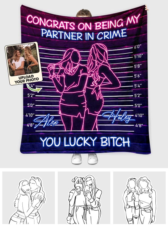 Congrats On Being My Partner In Crime - Gift for friend - Personalized Blanket