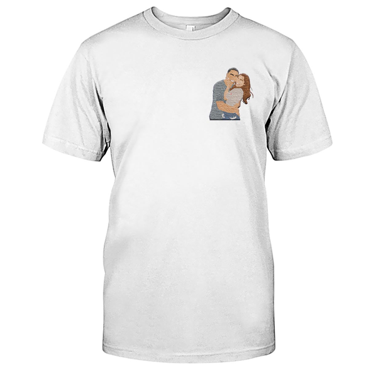 Custom 2D Photo - Personalized Couple Embroidered T-shirt