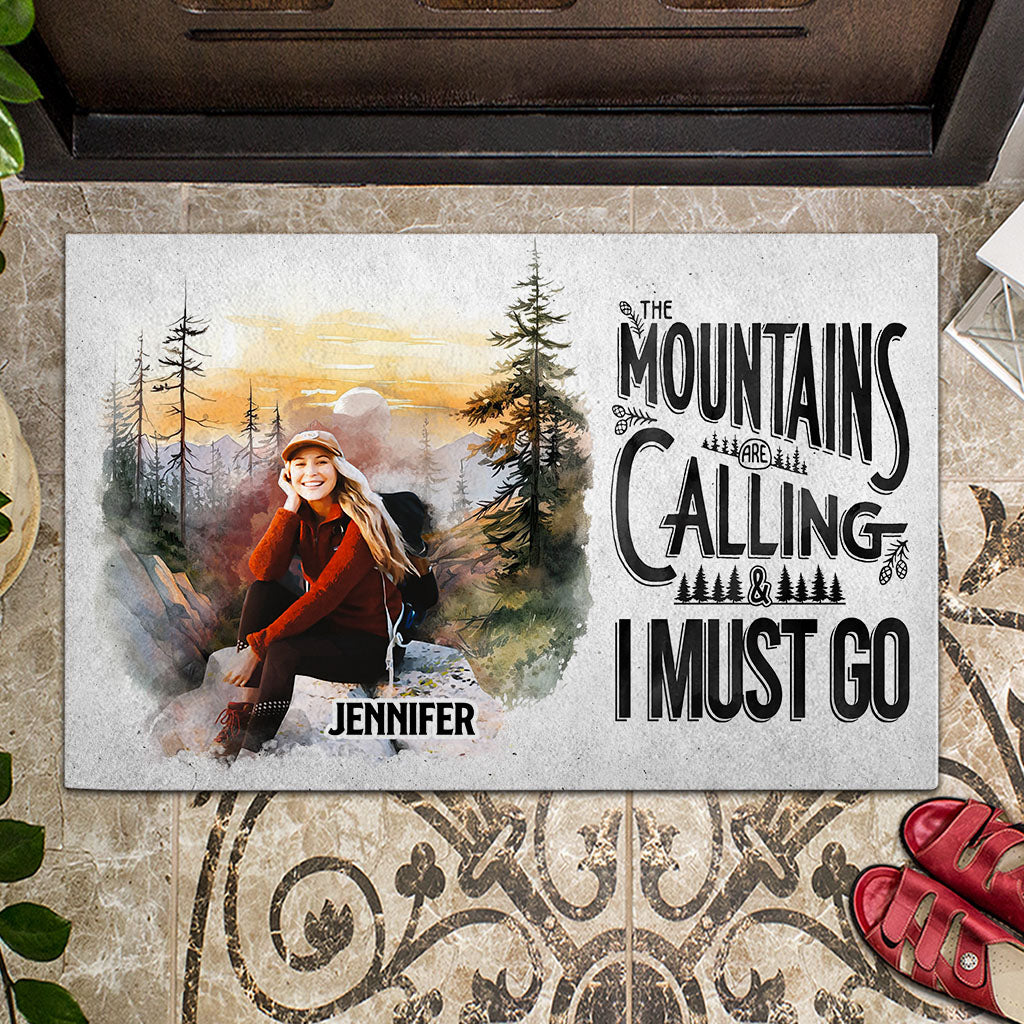 The Mountain Is Calling - Personalized Hiking Doormat