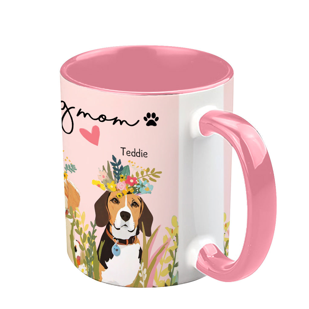 Personalized Dog And Cat Among Flowers - Gift for dog lovers, dog lover, cat lover - Personalized Accent Mug