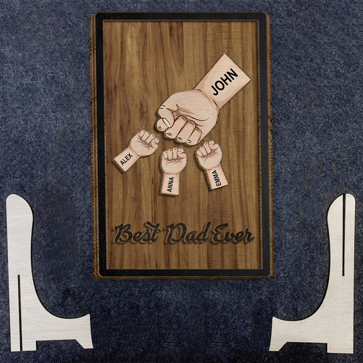 Best Dad Ever - Personalized Father 2 Layered Wood Sign / Wood Plaque