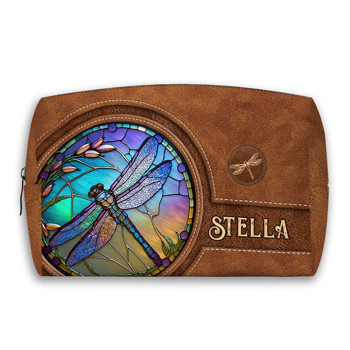 Stained Glass Dragonfly - Personalized Dragonfly Makeup Bag