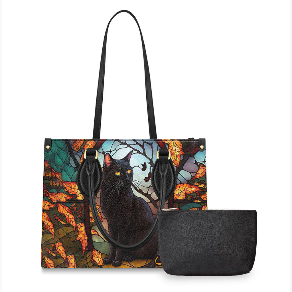 Black Cat - Personalized Black Cat Leather Handbag