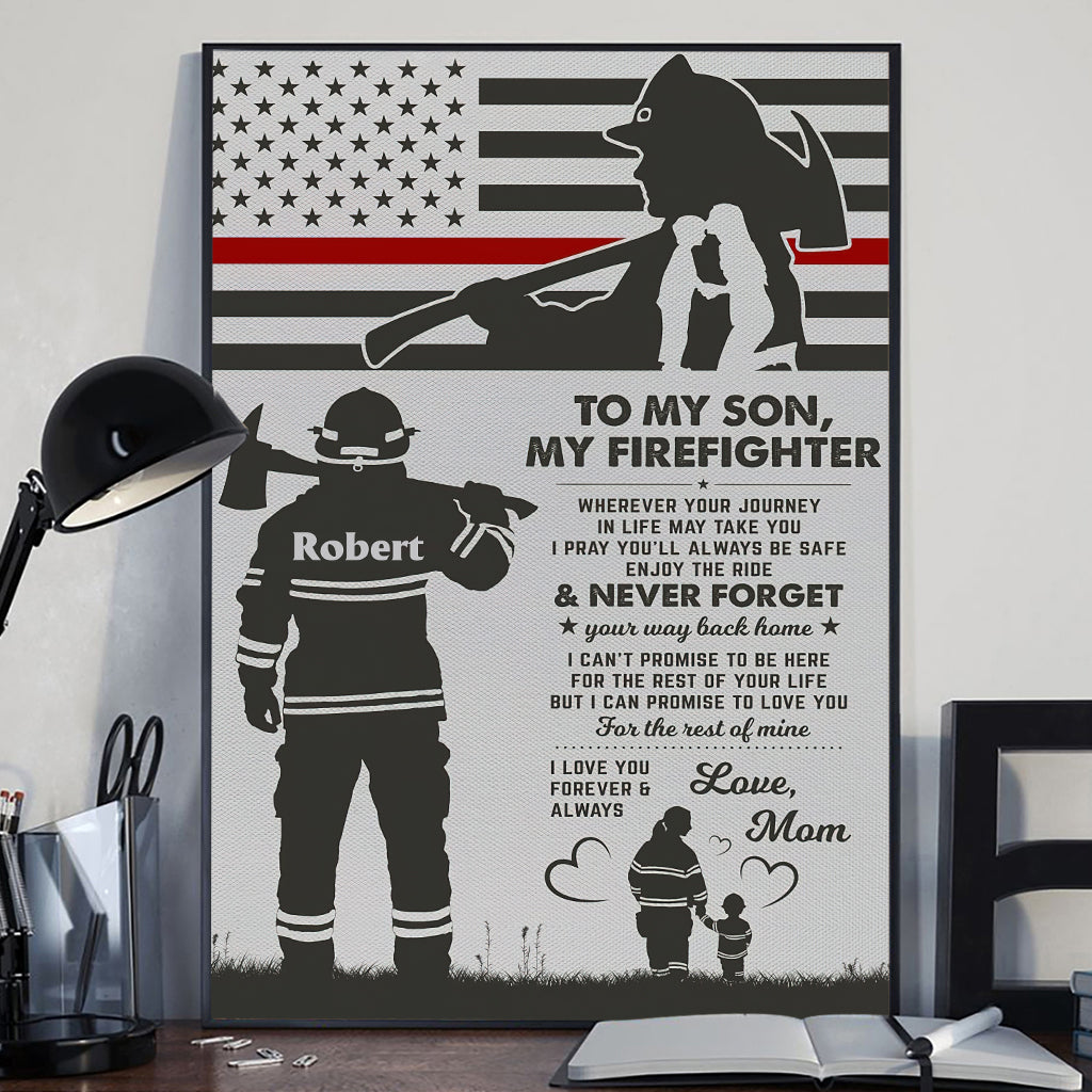 To My Firefighter - Personalized Firefighter Canvas And Poster