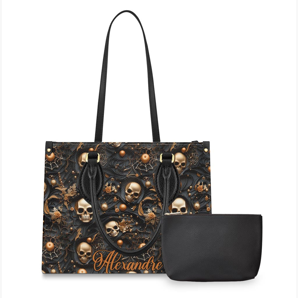 Gold Skull - Personalized Skull Leather Handbag