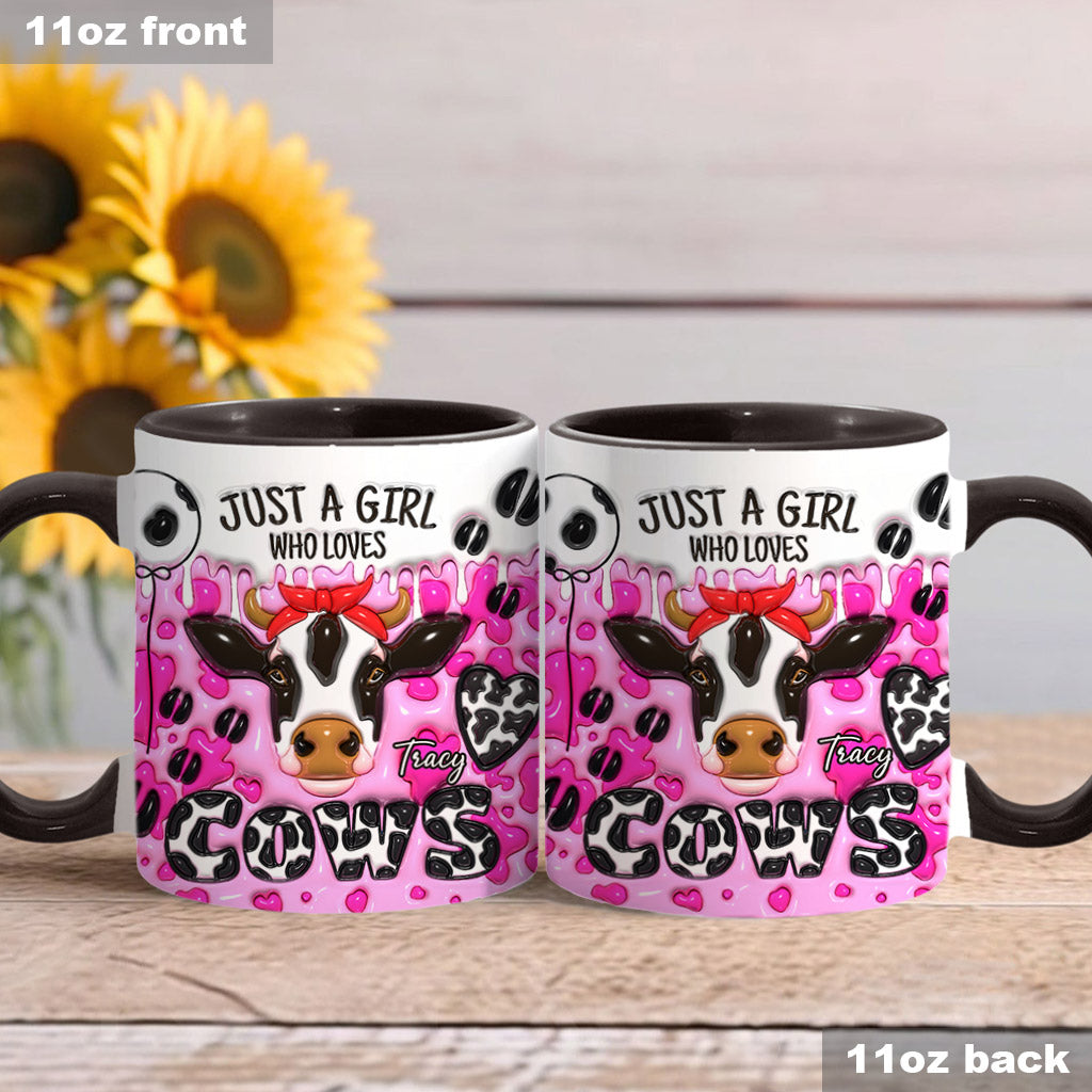 Just A Girl Who Loves Cow - Personalized Cow Accent Mug