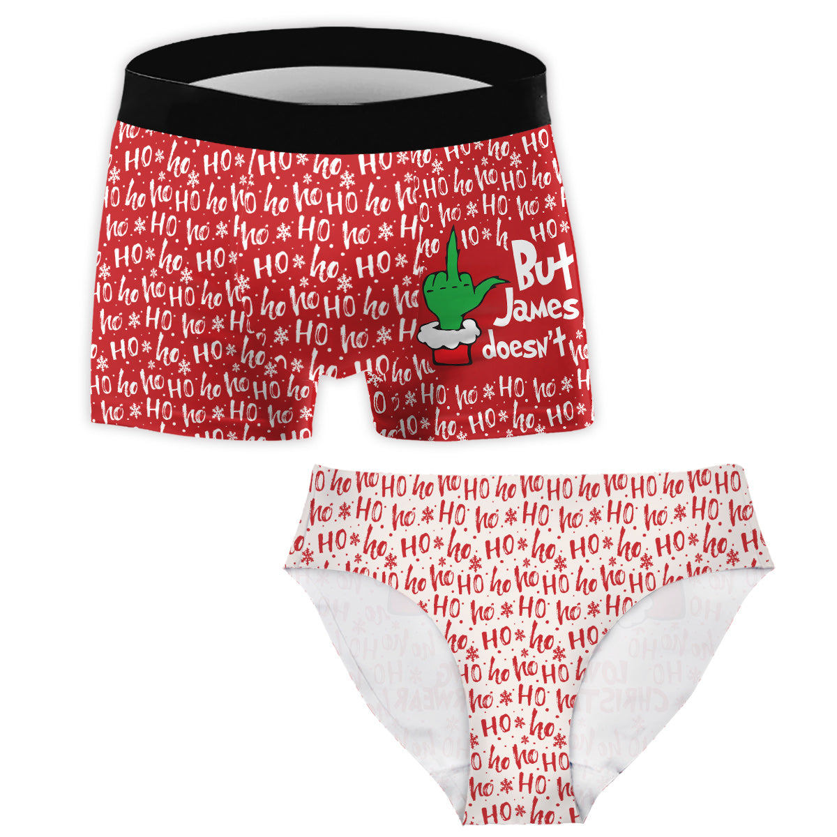 Matching Christmas Underwear For Couple - Personalized Couple Women Briefs  & Men Boxer Briefs