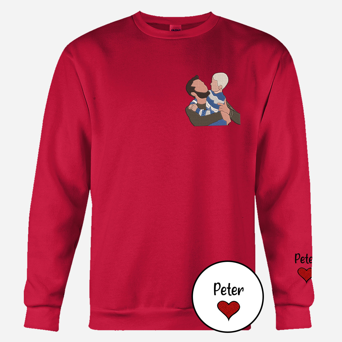 Custom 2D Photo - Personalized Step Dad Embroidered Sweater