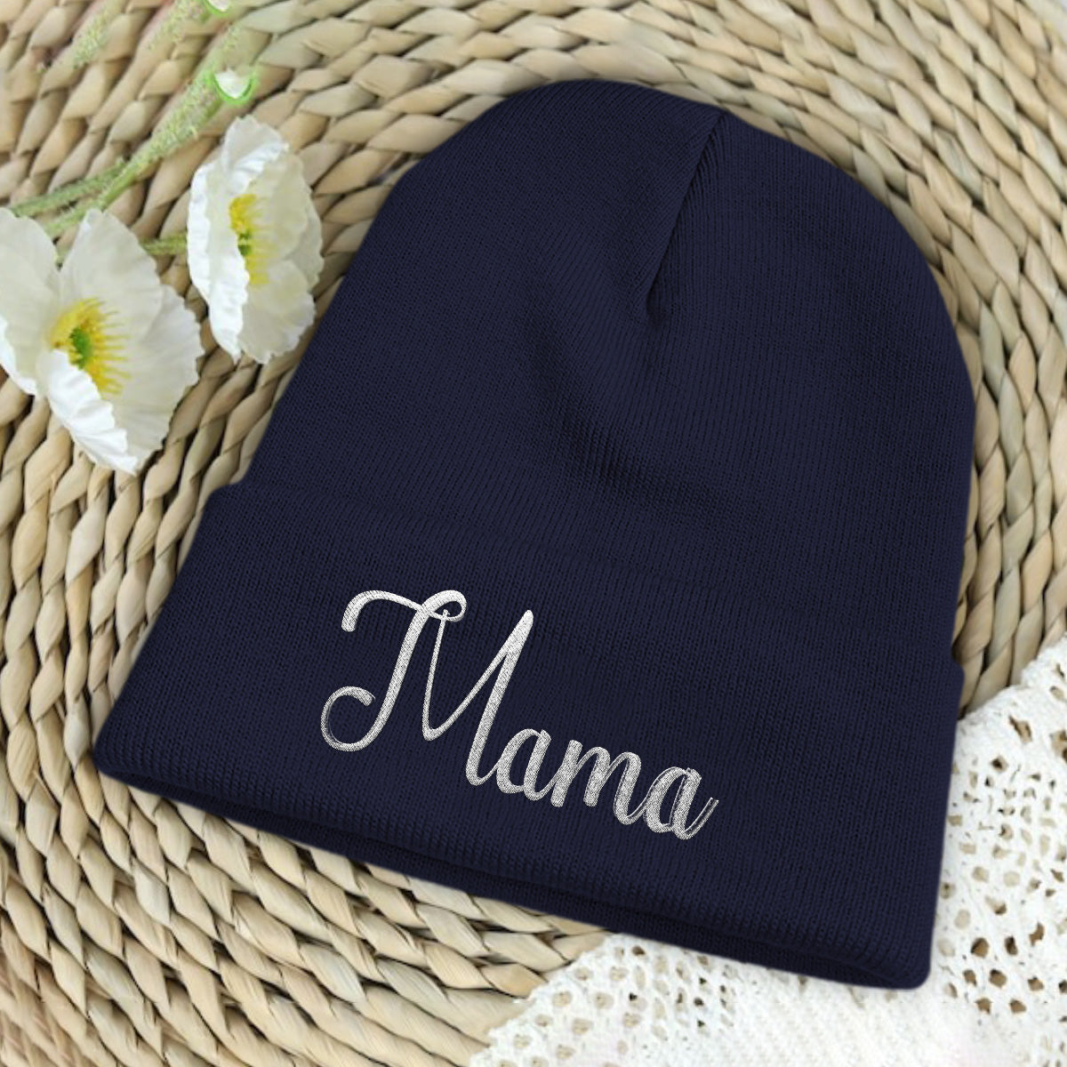 Custom Name - Personalized Mother Embroidered Beanie