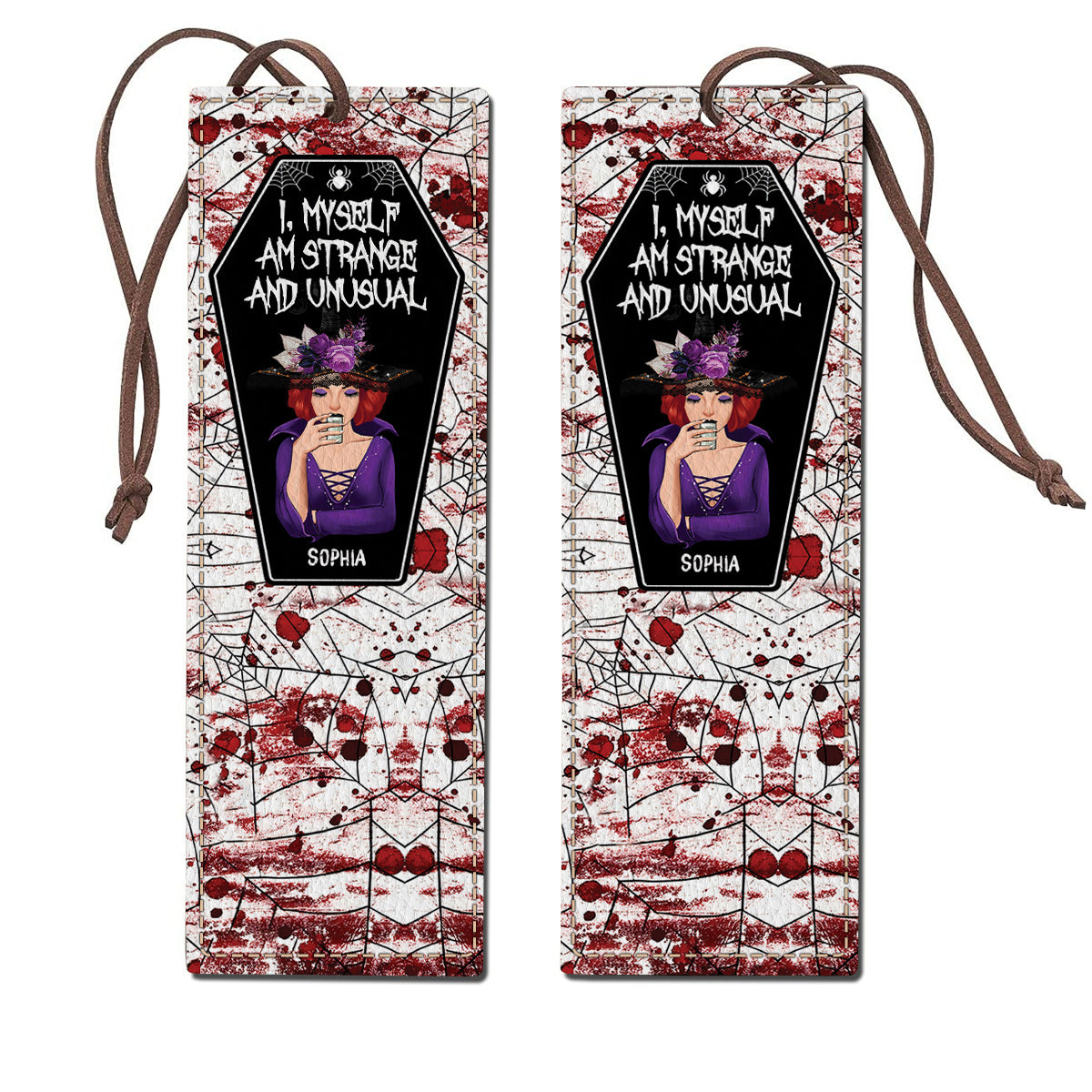 I Myself Am Strange and Unusual - Personalized Witch Leather Bookmark