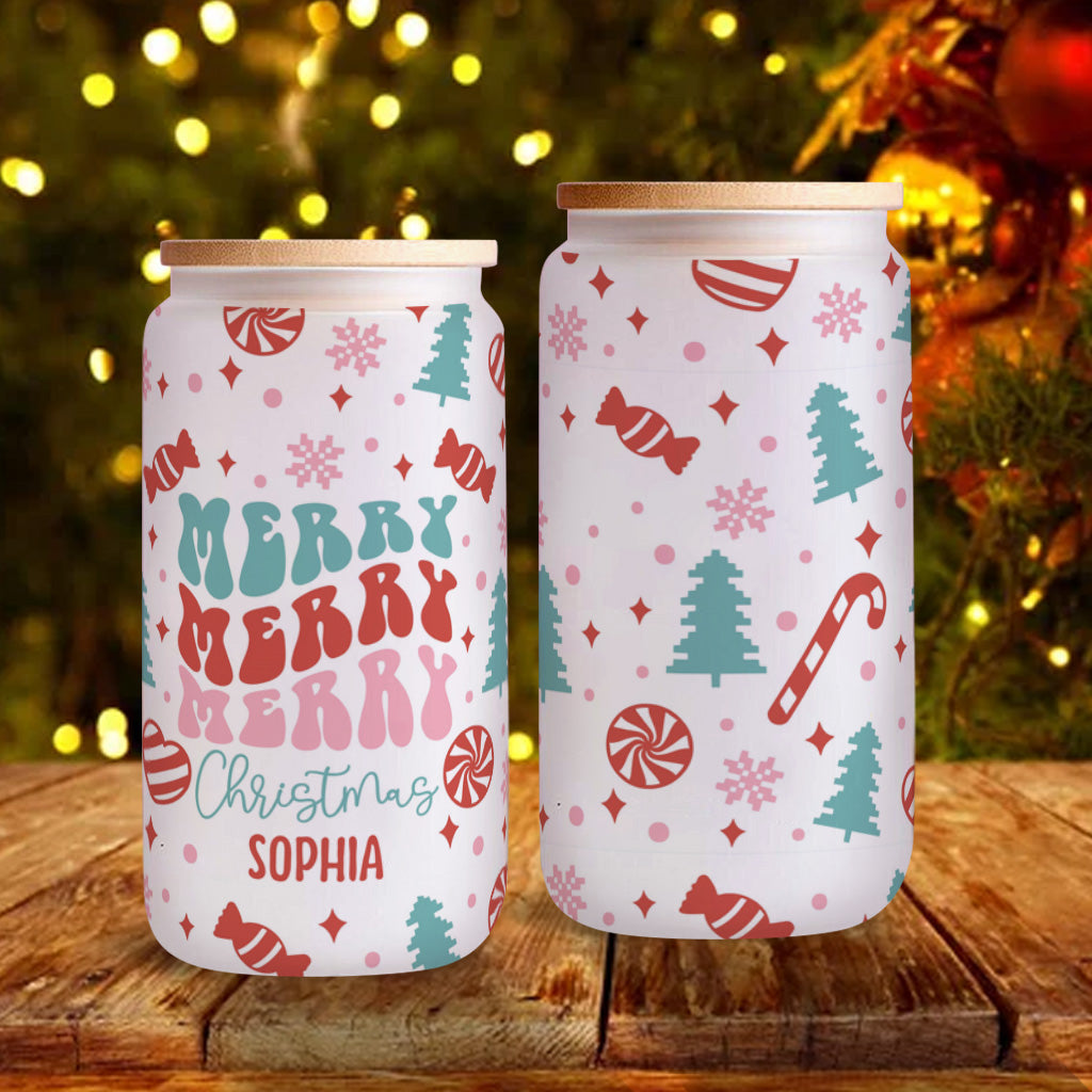 Merry Christmas - Personalized Christmas Can Glass