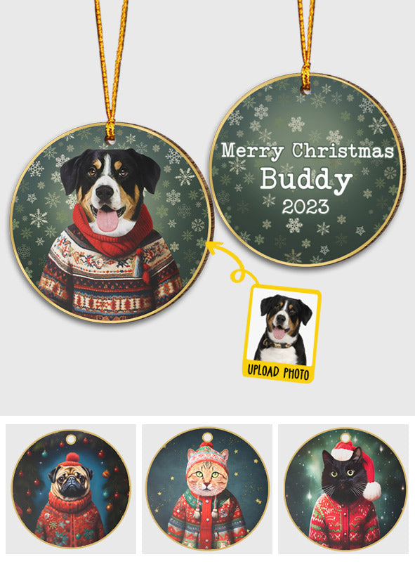 Personalized Christmas Pet Portrait - Gift for dog lovers, dog lover, cat lover - Personalized Ornament