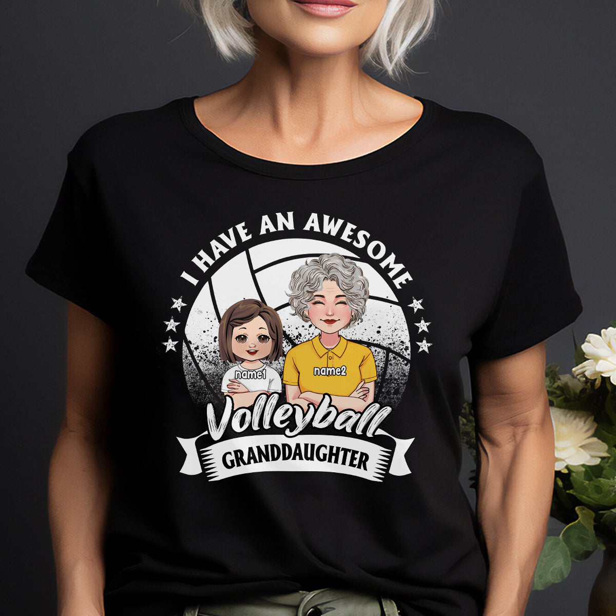 Awesome Volleyball Granddaughter - Personalized Volleyball T-shirt And Hoodie