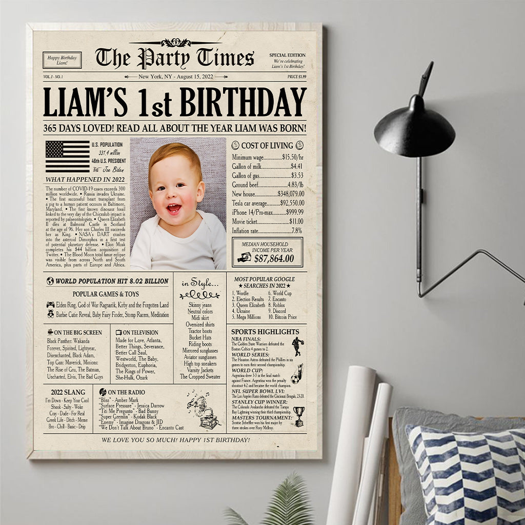 Baby First Birthday - Personalized Newborn Canvas And Poster