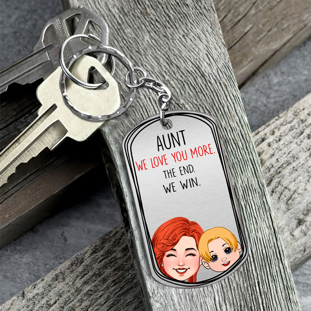 Discover Dad I Love You More - Gift for dad, grandma, grandpa, mom, uncle, aunt - Personalized Stainless Steel Keychain