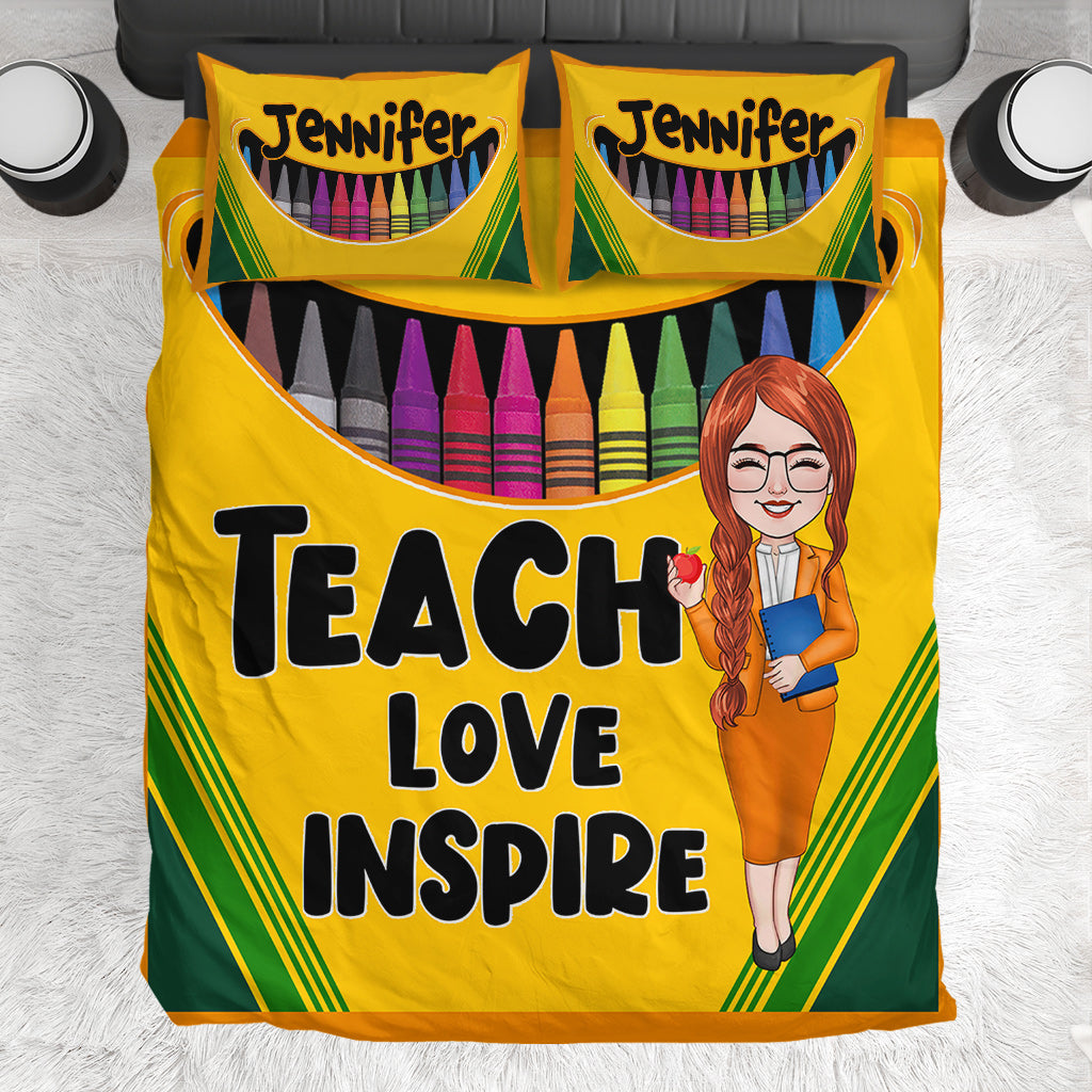 Teach Love Inspire - Personalized Teacher Bedding Set