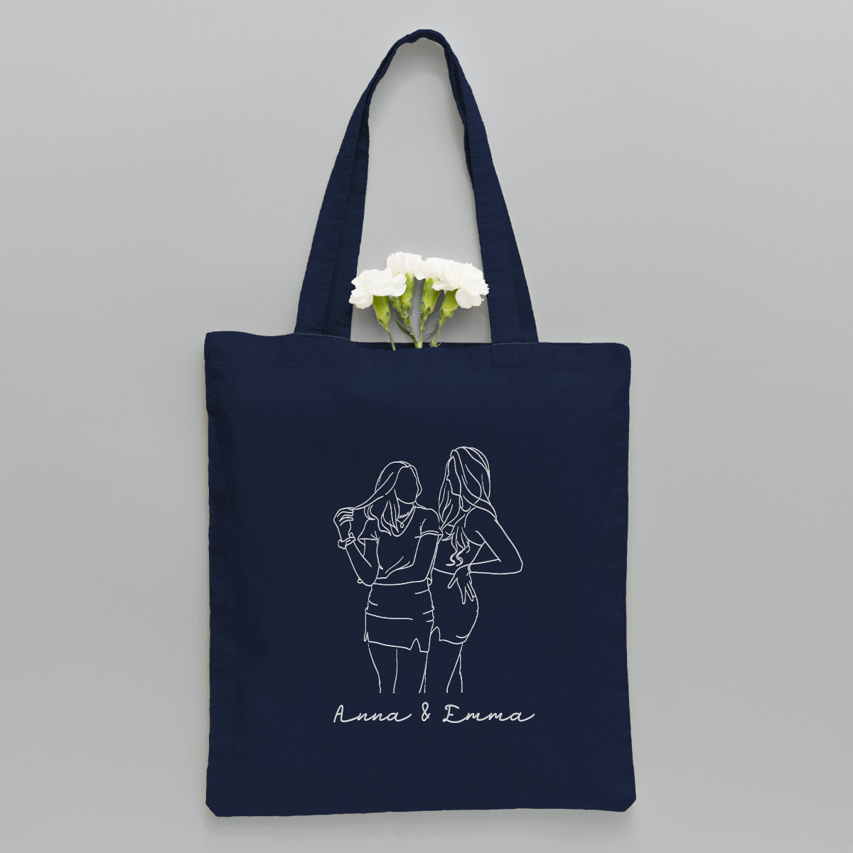 Custom Photo Line Art - Personalized Daughter Embroidered Tote Bag