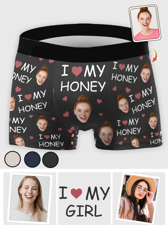 I Love My Wife/Girlfriend/Honey - Personalized Husband And Wife Men's Boxer  Briefs