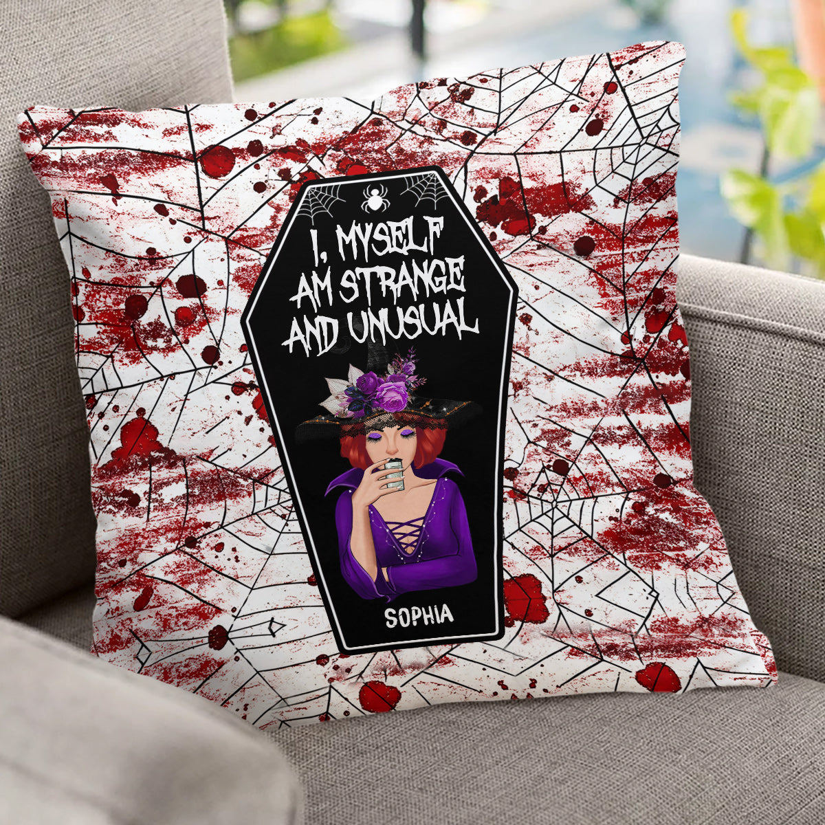 I Myself Am Strange and Unusual - Personalized Witch Throw Pillow