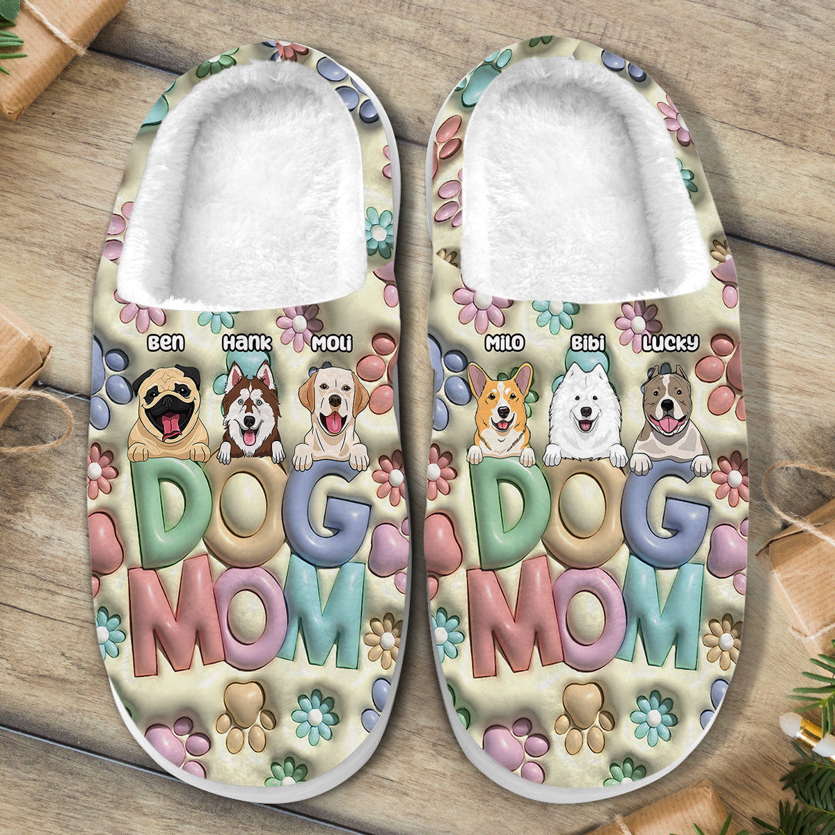 Dog Mom - Personalized Dog Slippers