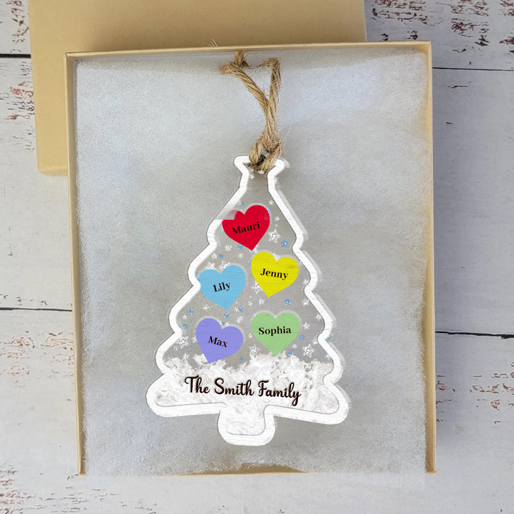 Family Love Christmas - Personalized Family 3 Layered Shaker Ornament